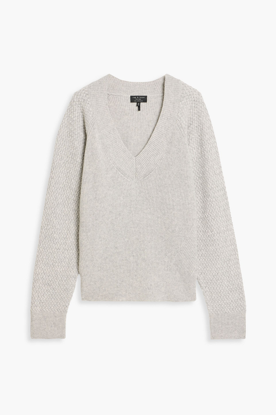 Rag & Bone Kaylee Ribbed And Textured-knit Cashmere Sweater In Gray