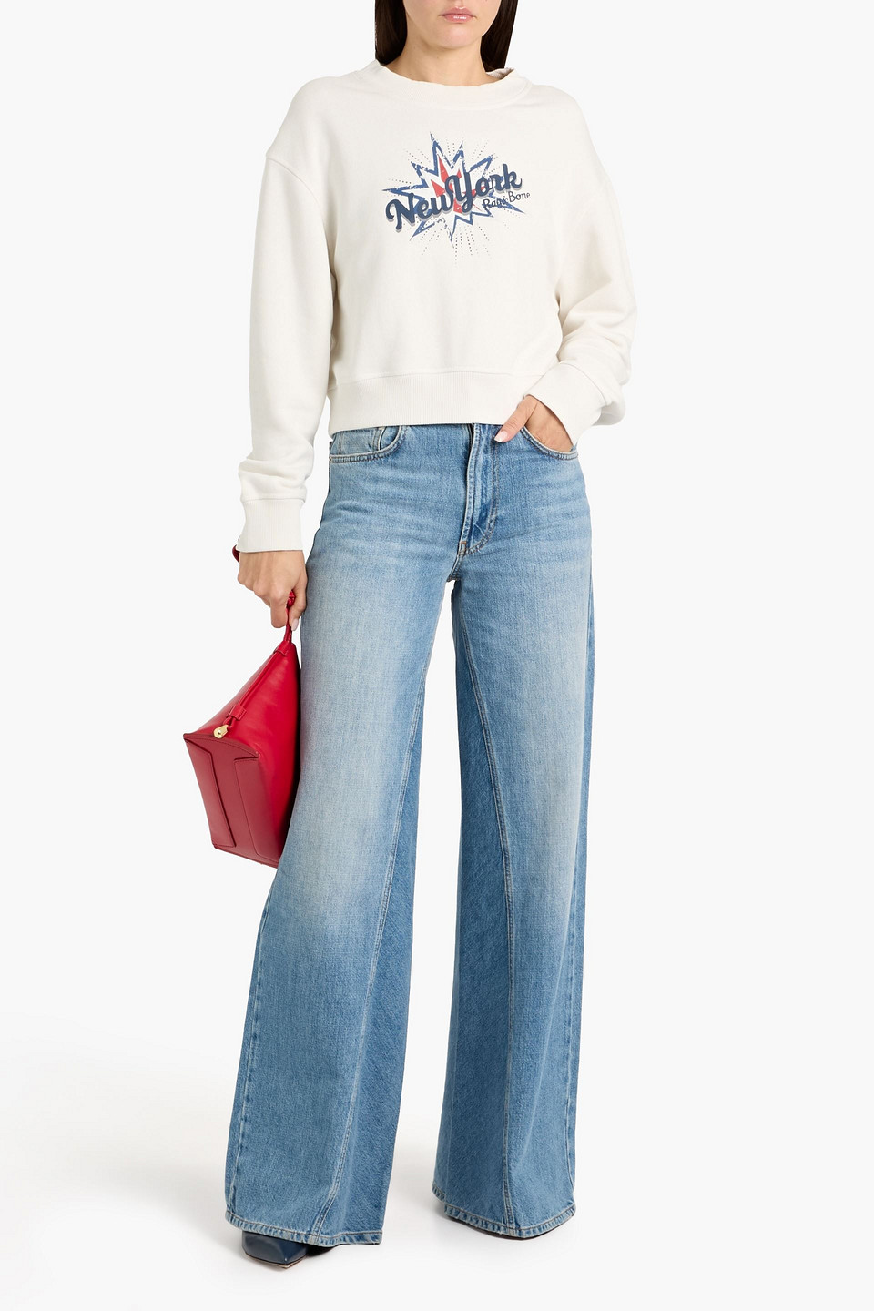 Rag & Bone Vintage Printed French Cotton-blend Terry Sweatshirt In Neutral