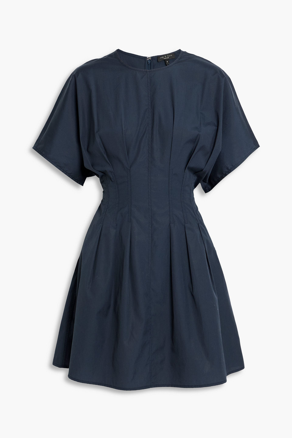 Rag & Bone Maddie Pleated Cotton-poplin Mini Dress In Blue