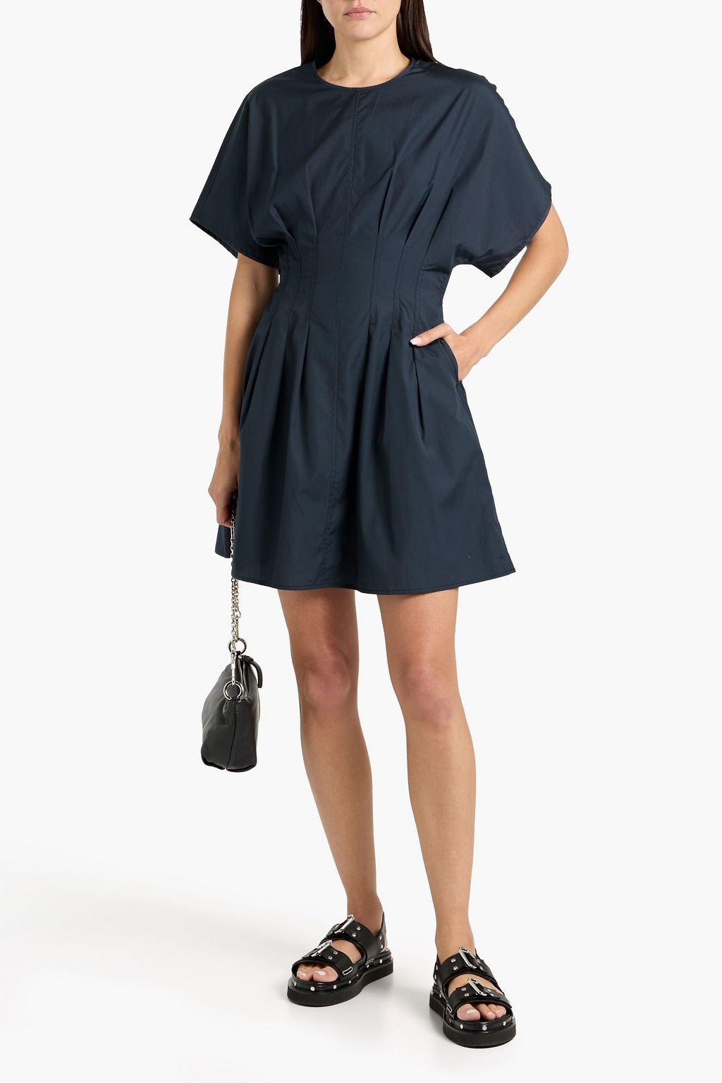 RAG & BONE Maddie pleated cotton-poplin mini dress