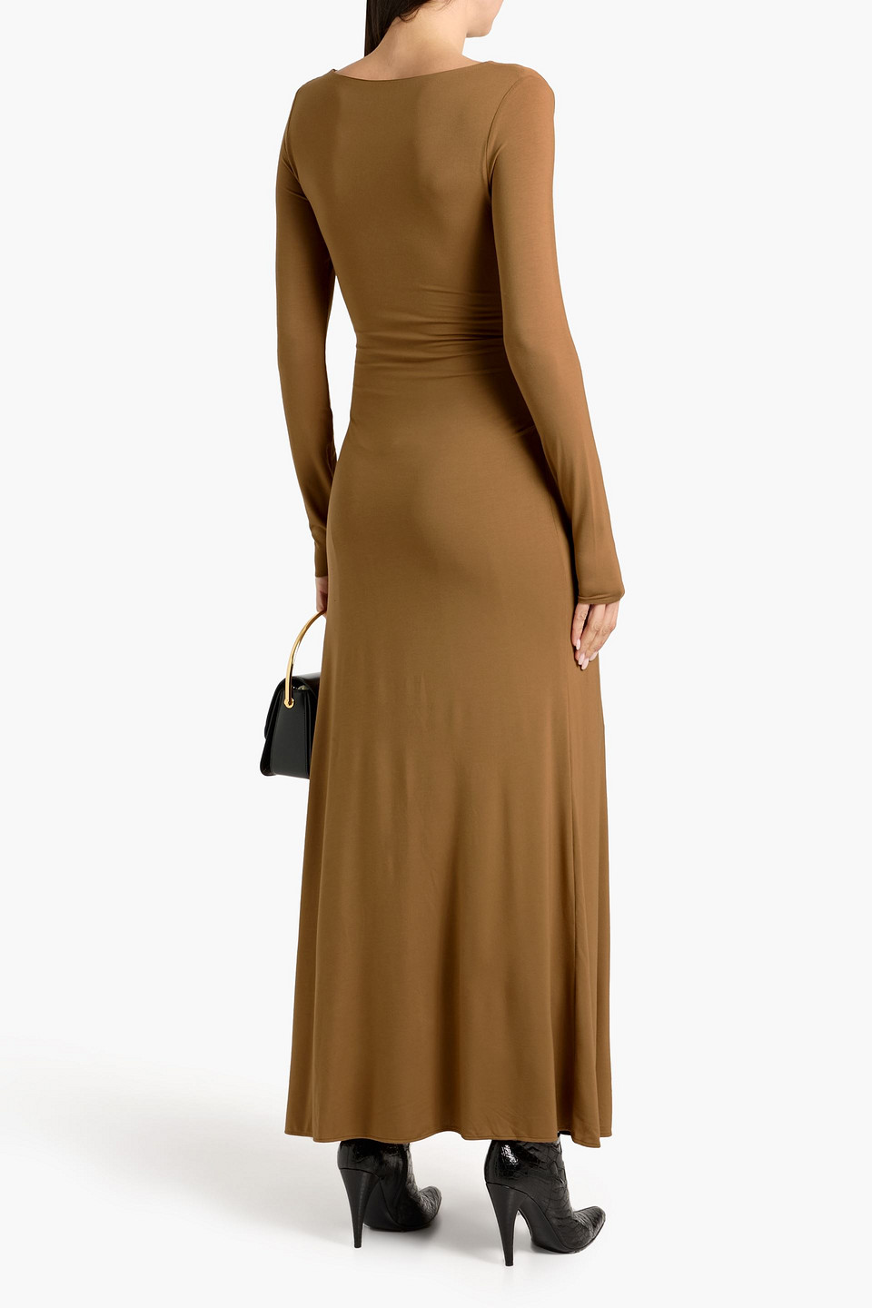 Rag & Bone Luca Draped Stretch-modal Jersey Maxi Dress In Brown