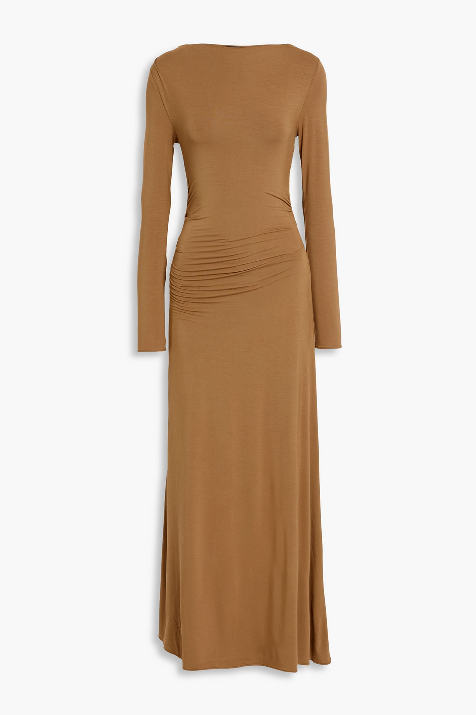 Rag & Bone Luca Draped Stretch-modal Jersey Maxi Dress In Brown