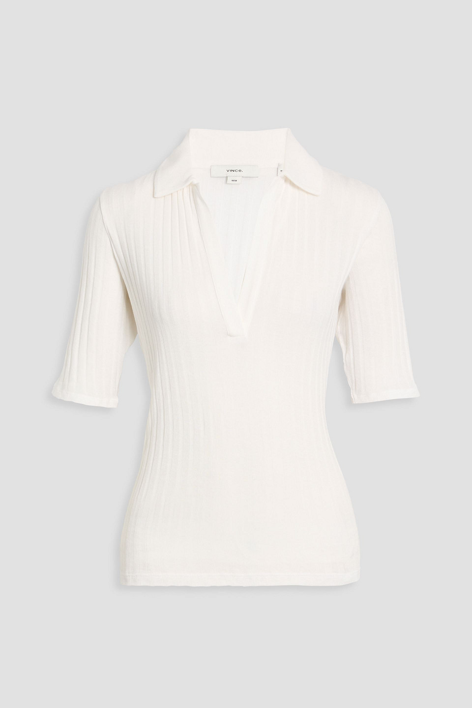 Vince Ribbed Cotton Polo Shirt In White