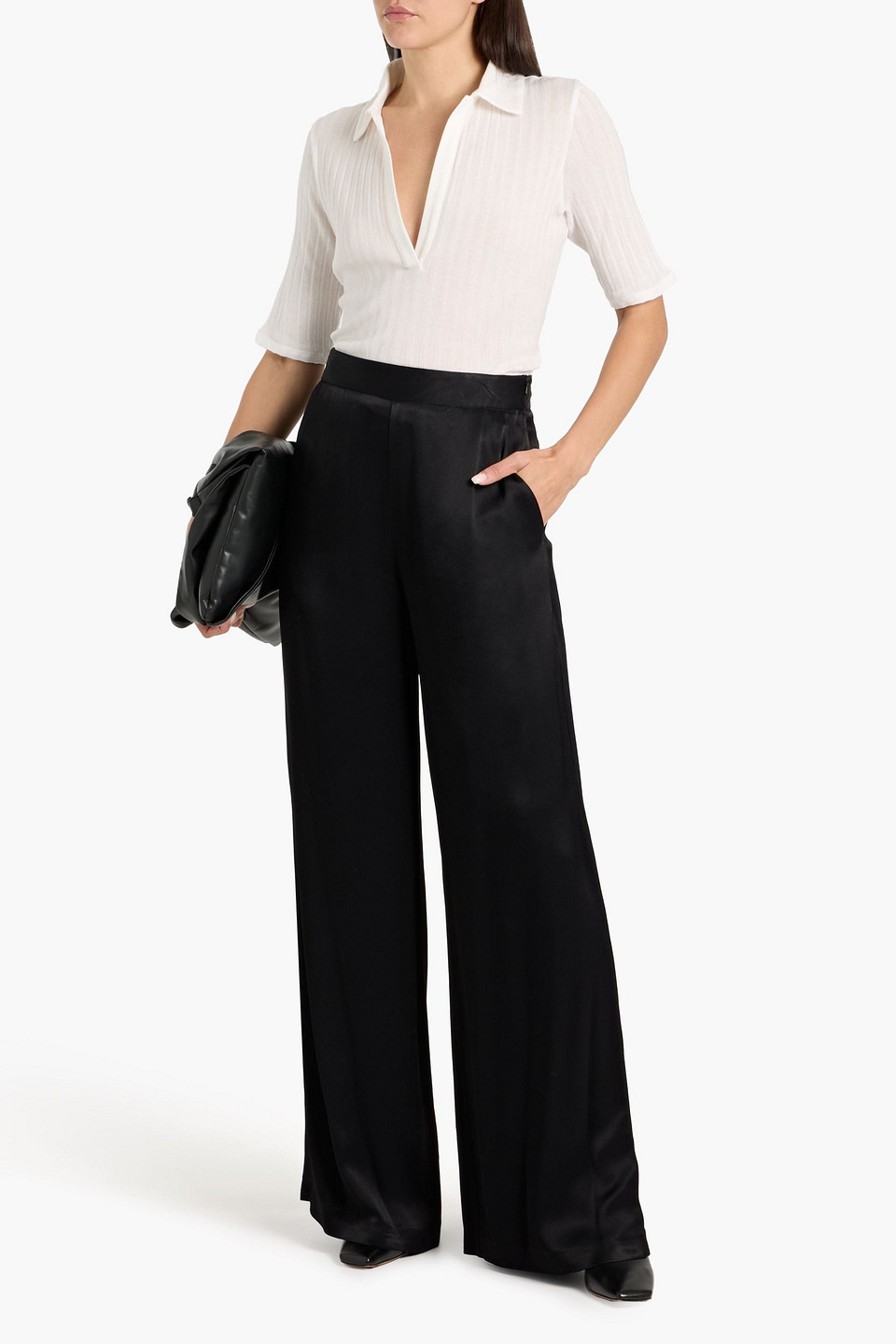 Vince Ribbed Cotton Polo Shirt In White