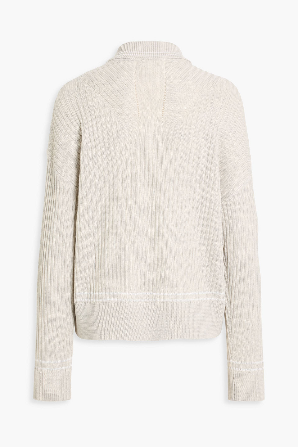 Rag & Bone Mabel Ribbed Merino Wool-blend Polo Sweater In White