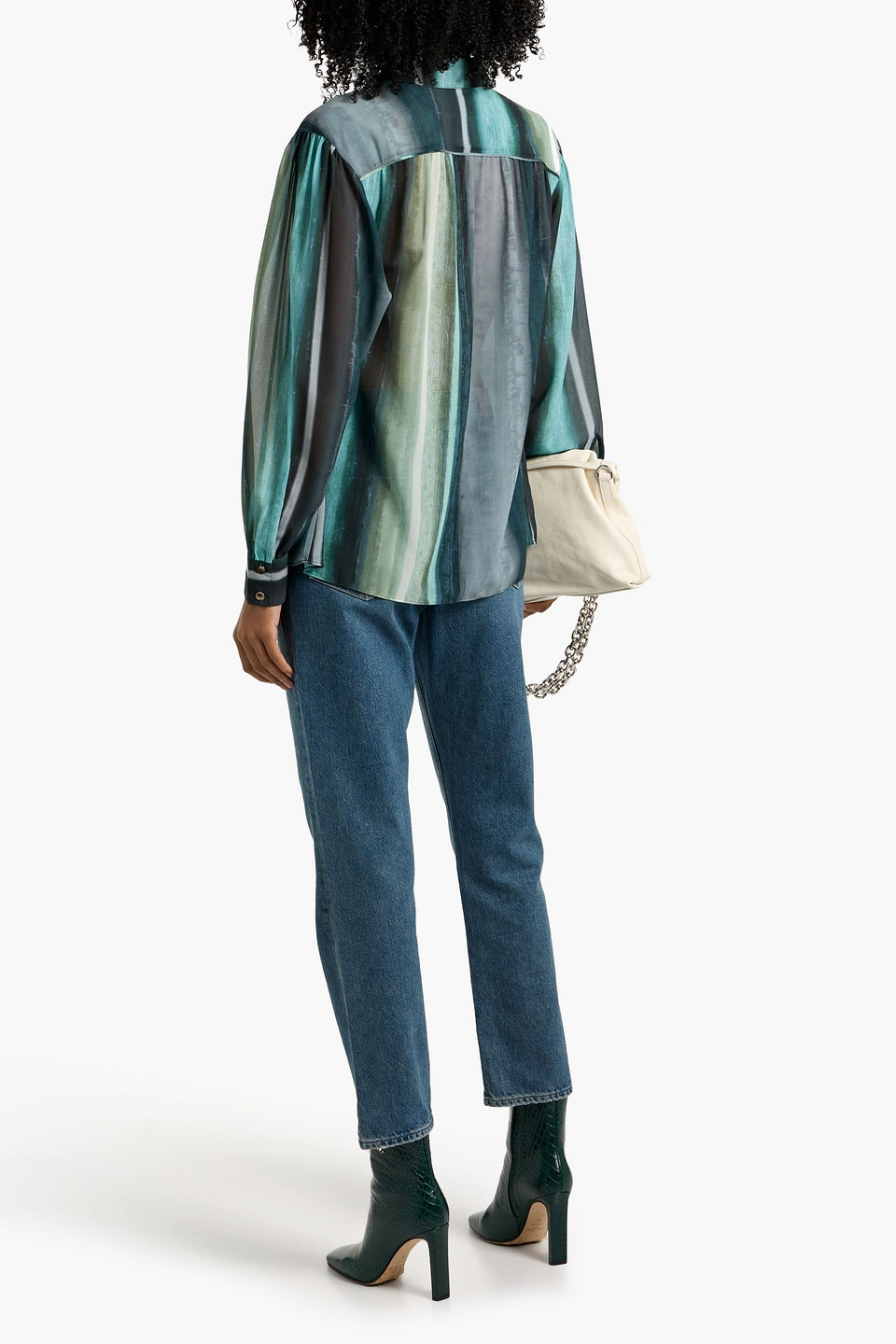 Rag & Bone Emmy Striped Crepon Blouse In Multi