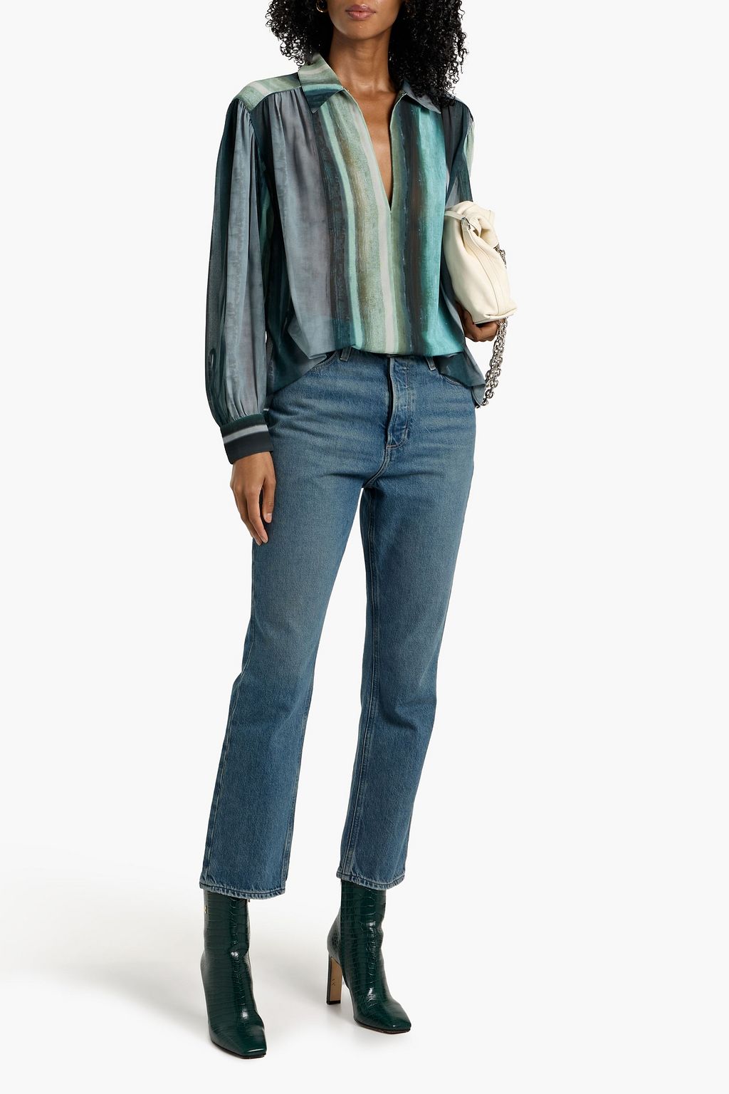 RAG & BONE Emmy striped crepon blouse