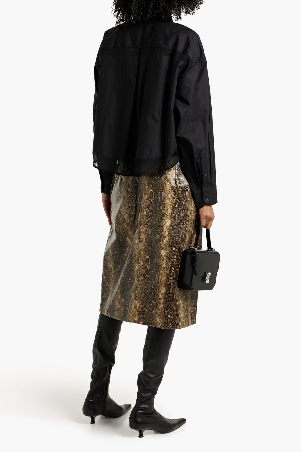 RAG & BONE Beatrice cropped organza-trimmed cotton-poplin shirt