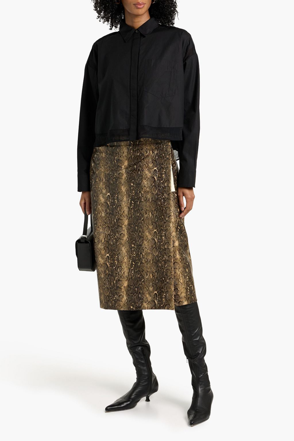 RAG & BONE Beatrice cropped organza-trimmed cotton-poplin shirt