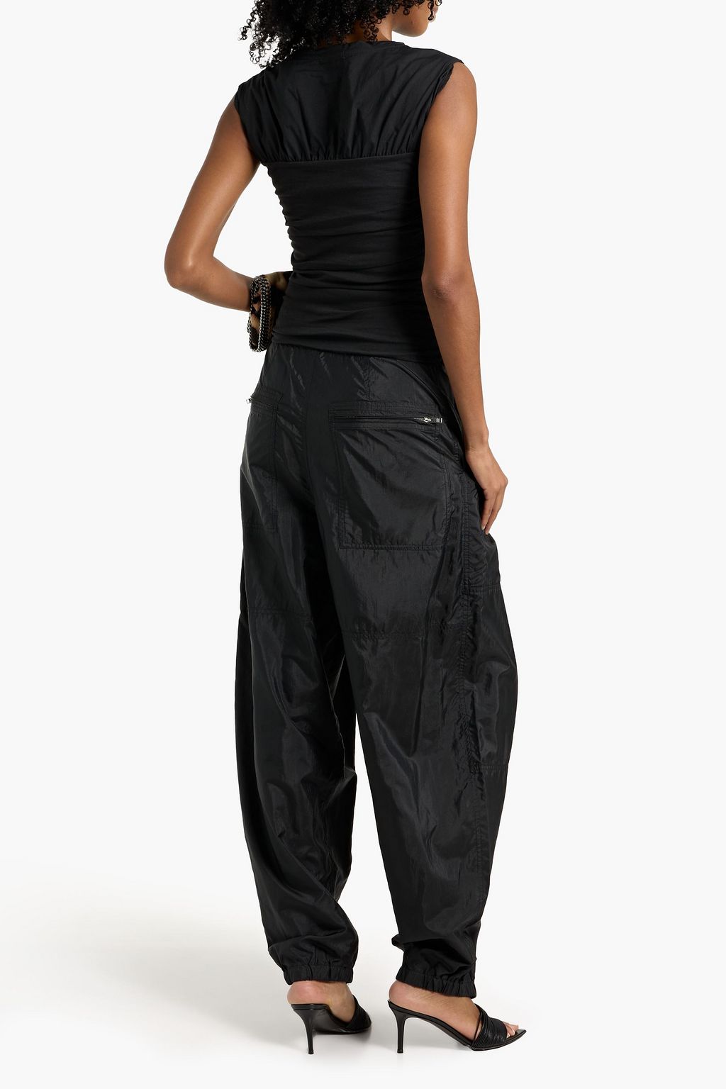 RAG & BONE Mica ruched cotton-poplin and jersey top