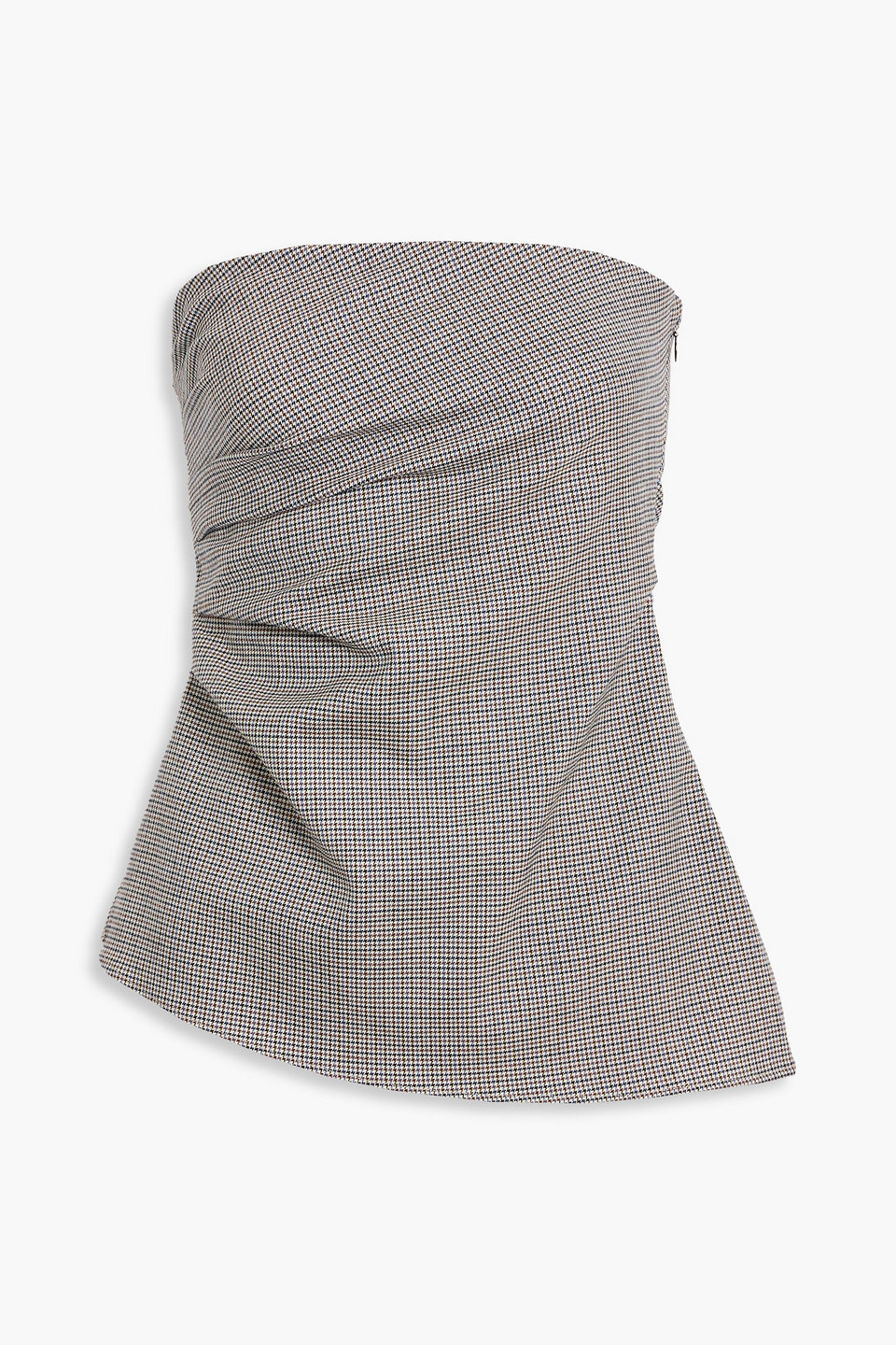 Rag & Bone Genevieve Strapless Houndstooth Wool-blend Top In Blue