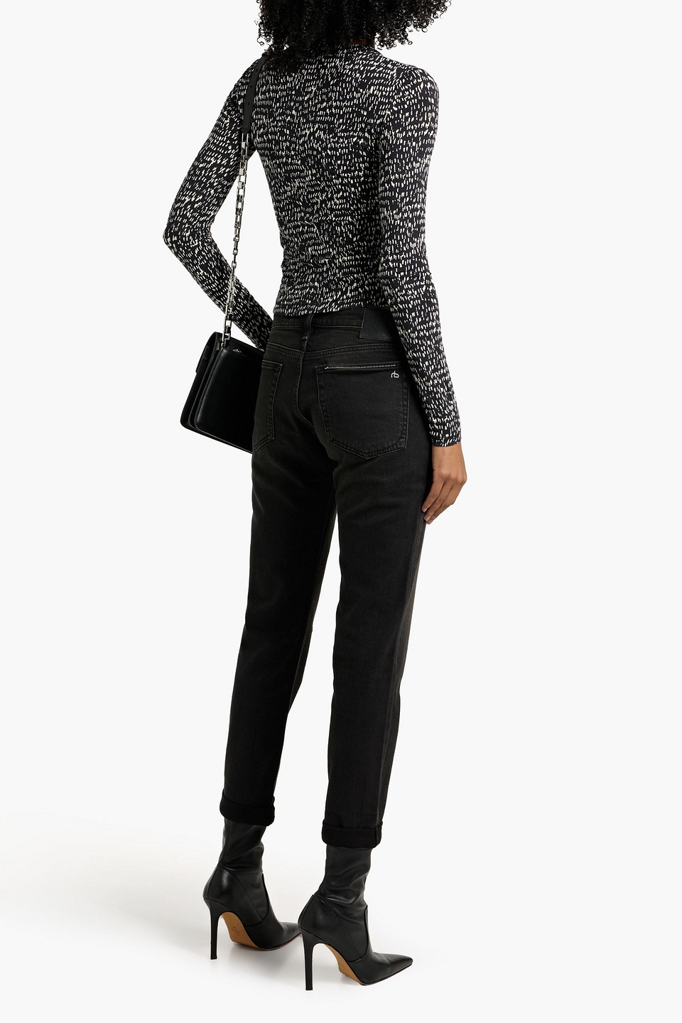 Rag & Bone Luca Printed Stretch-modal Jersey Top In Black