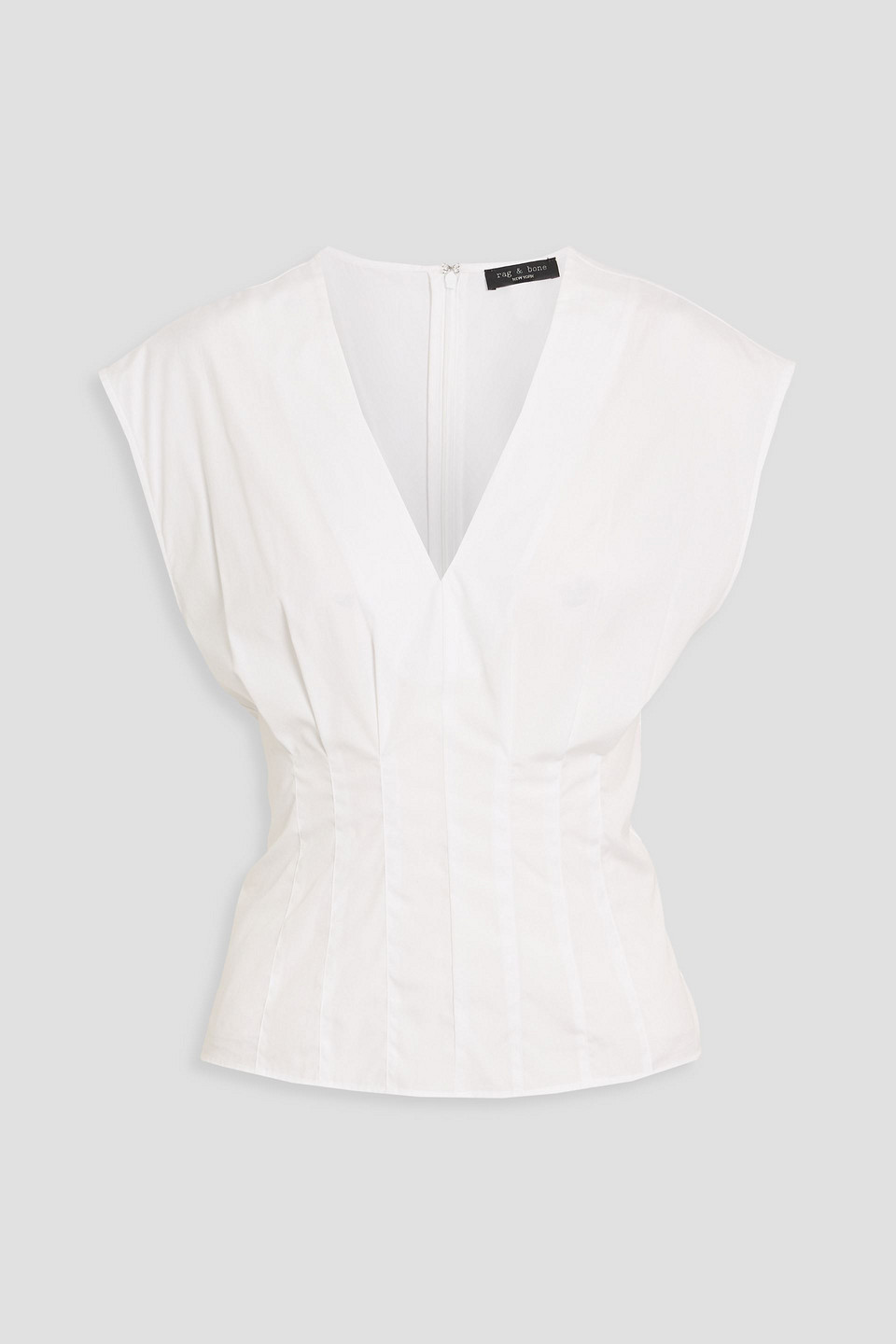 Rag & Bone Ines Pleated Cotton-poplin Top In White