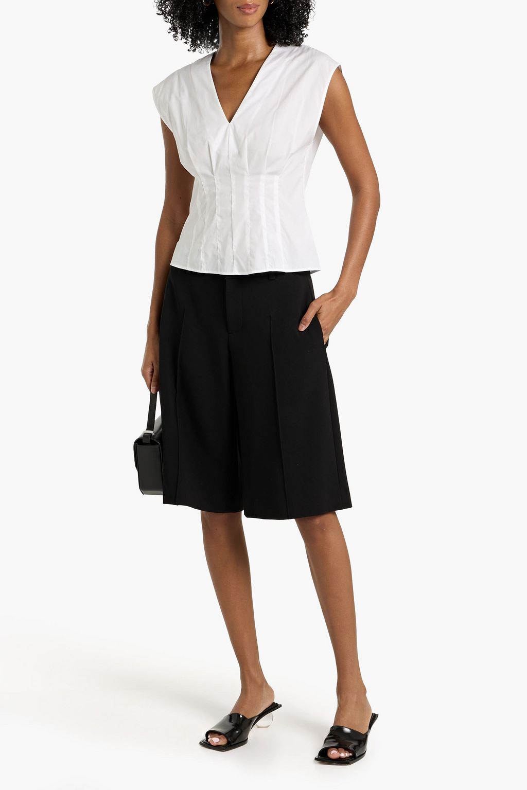 RAG & BONE Ines pleated cotton-poplin top