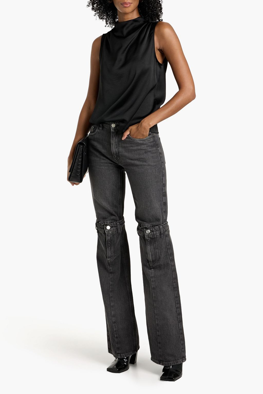 RAG & BONE Julie draped satin-crepe top