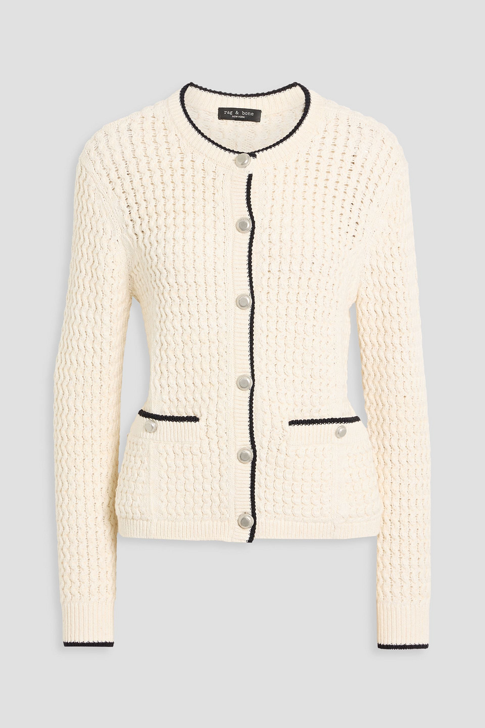 Rag & Bone Daria Cable-knit Cotton-blend Cardigan In Neutral