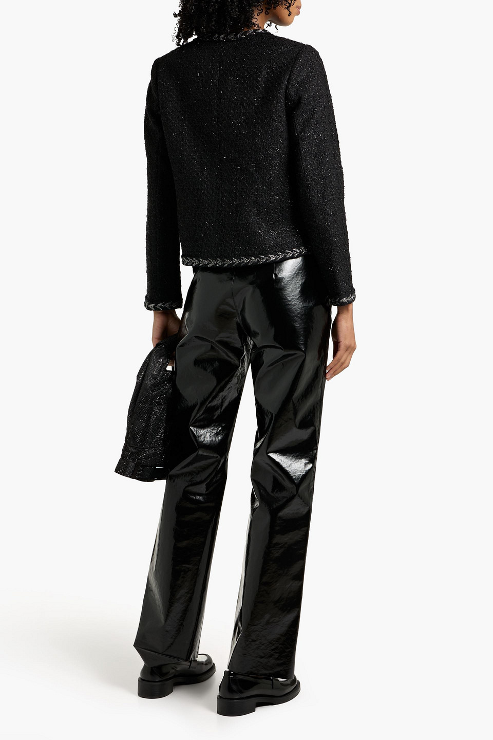 Rag & Bone Cheyenne Whipstitch-trimmed Tweed Lady Jacket In Black