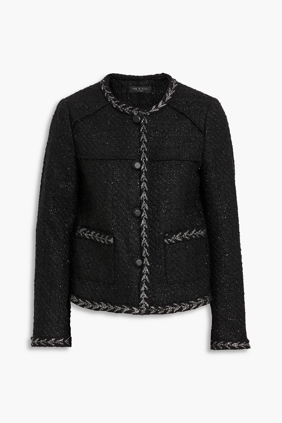 Rag & Bone Cheyenne Whipstitch-trimmed Tweed Lady Jacket In Black