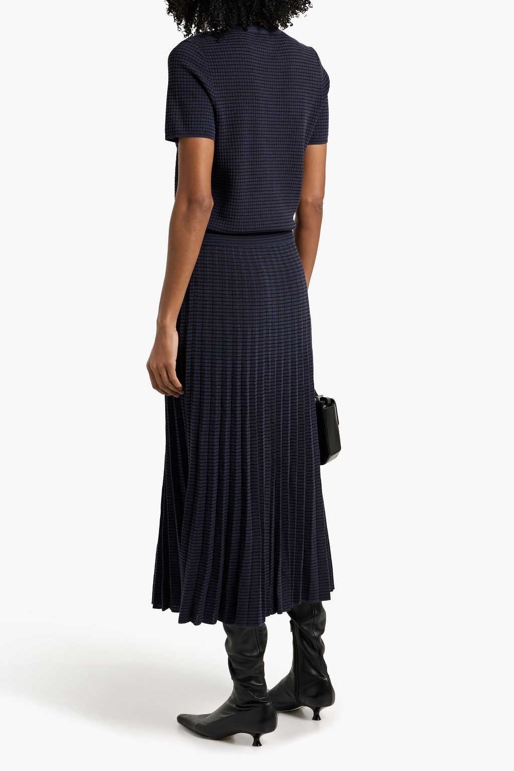 RAG & BONE Eloise pleated waffle-knit midi skirt