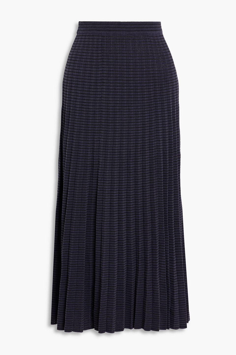 Rag & Bone Eloise Pleated Waffle-knit Midi Skirt In Blue