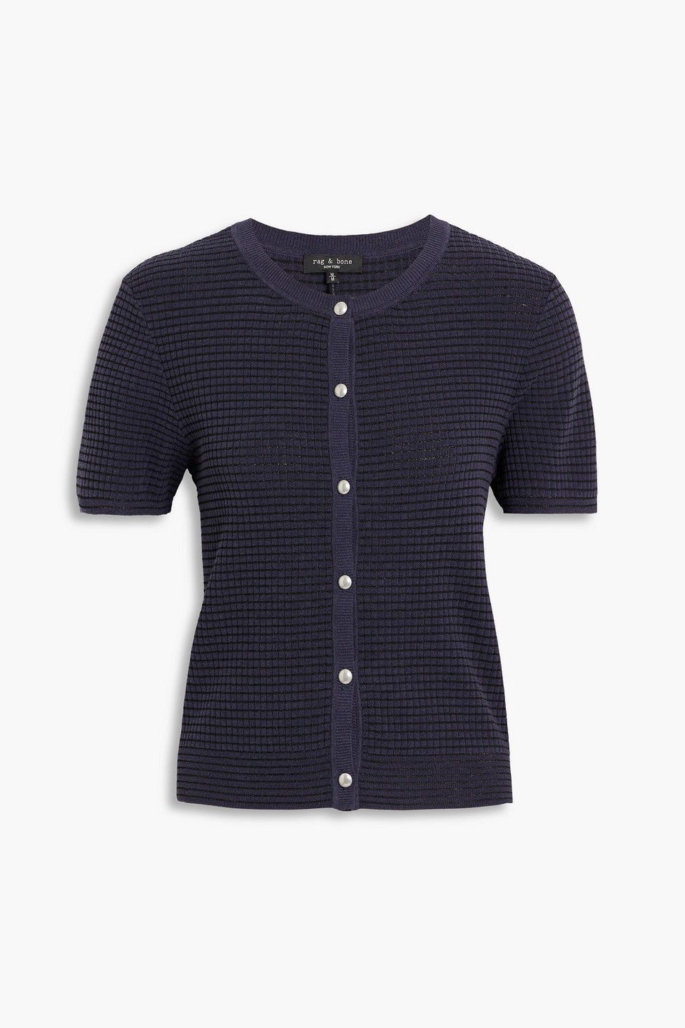 Rag & Bone Eloise Short Sleeve Cardigan In Navy Multi In Blue