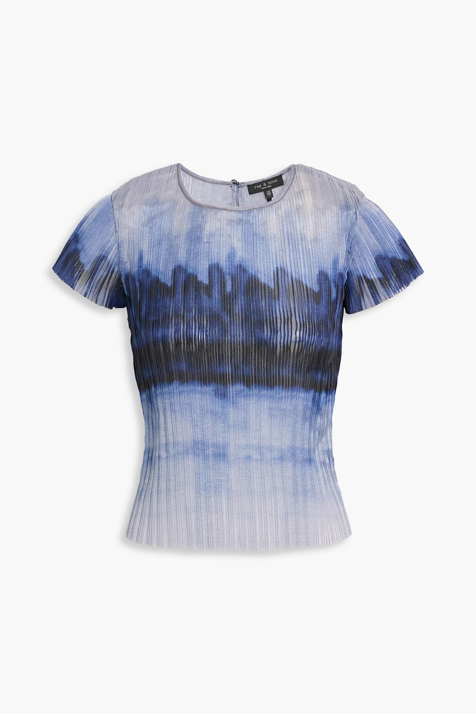 Rag & Bone Hailey Printed Plissé-organza Top In Blue
