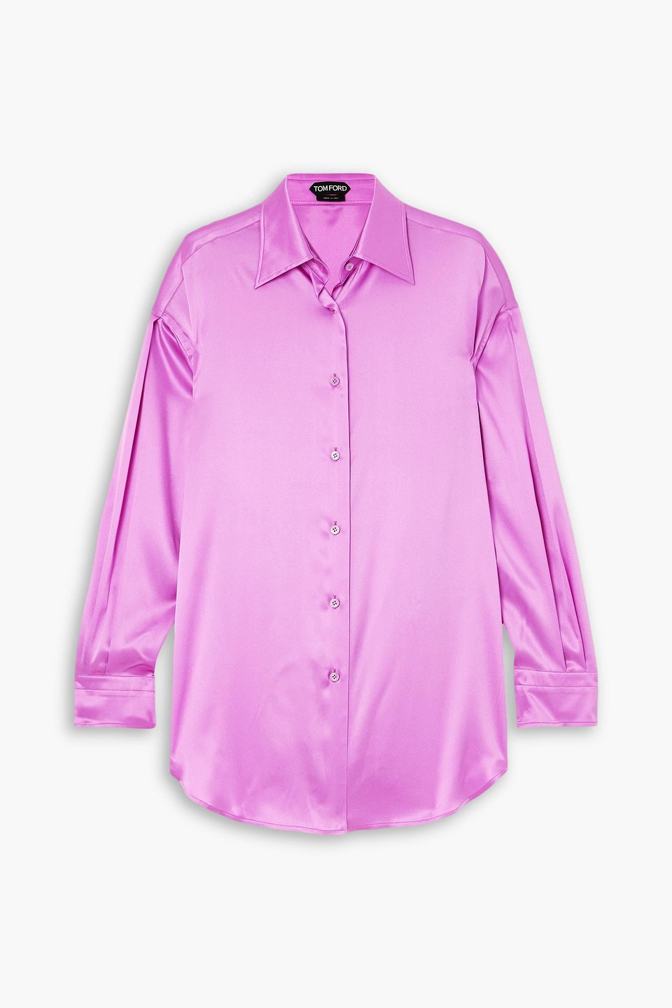 tom ford - oversized stretch-silk satin shirt - purple - it 38