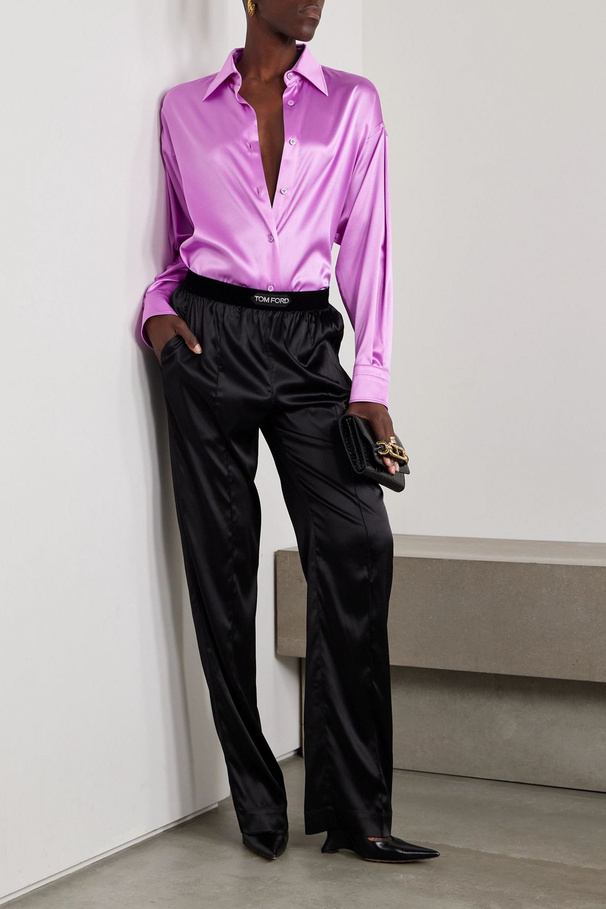 Tom Ford Oversized stretch-silk satin shirt