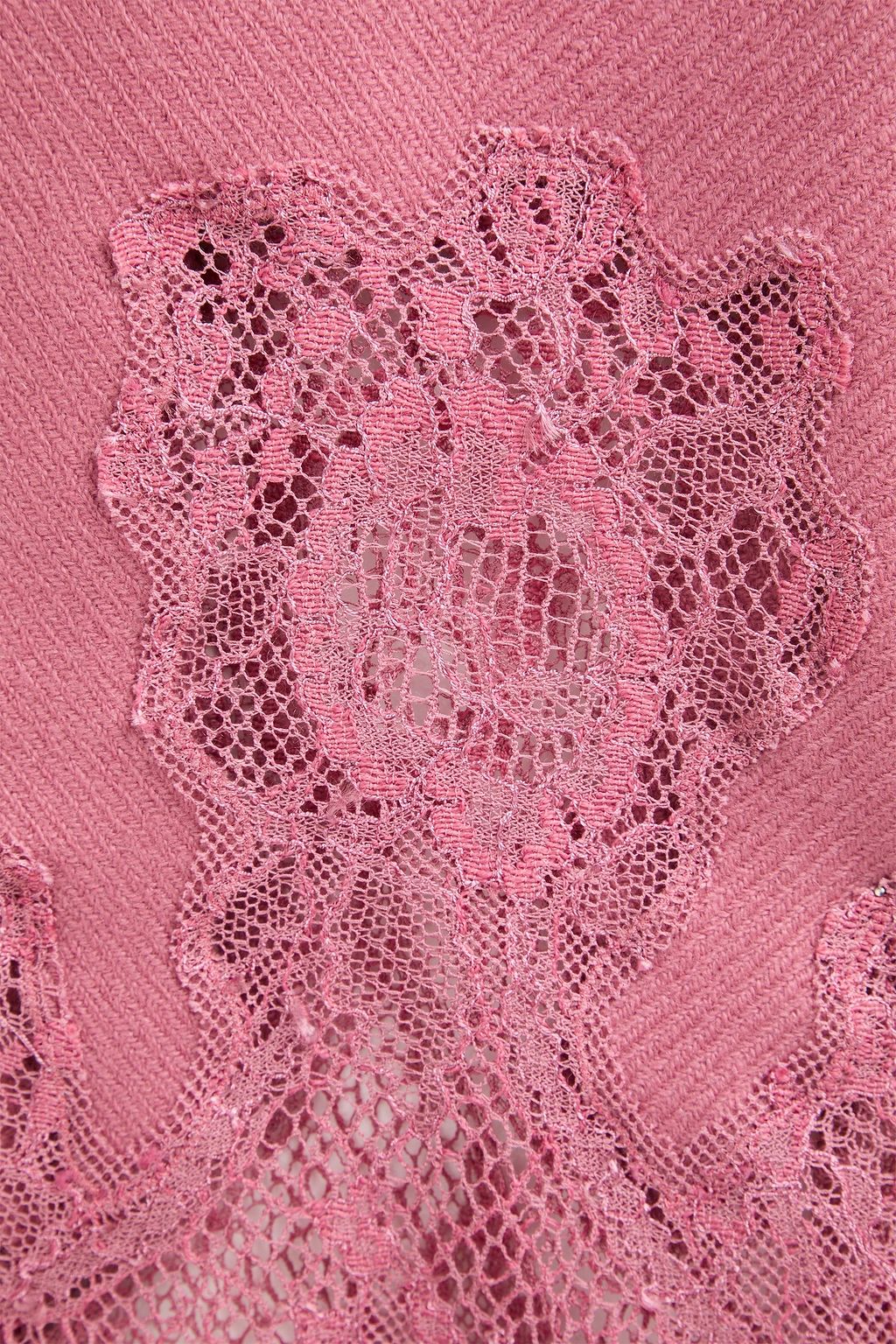 VALENTINO GARAVANI Lace-paneled cashmere scarf