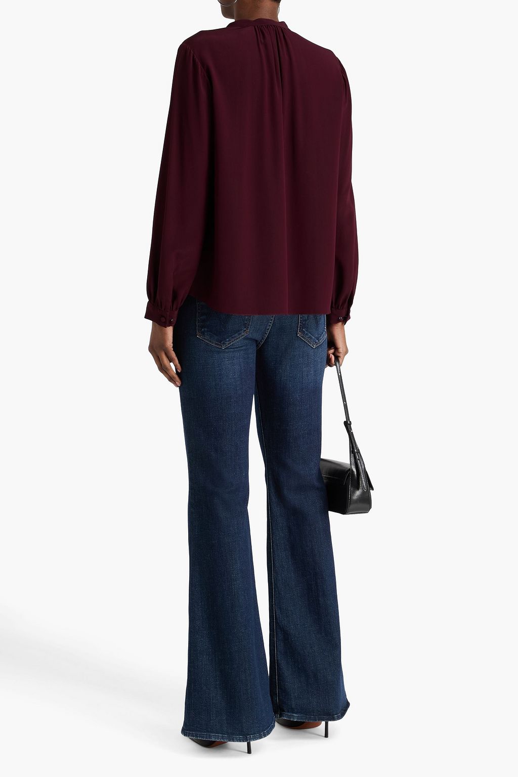 FRAME Shirred tie-front silk blouse