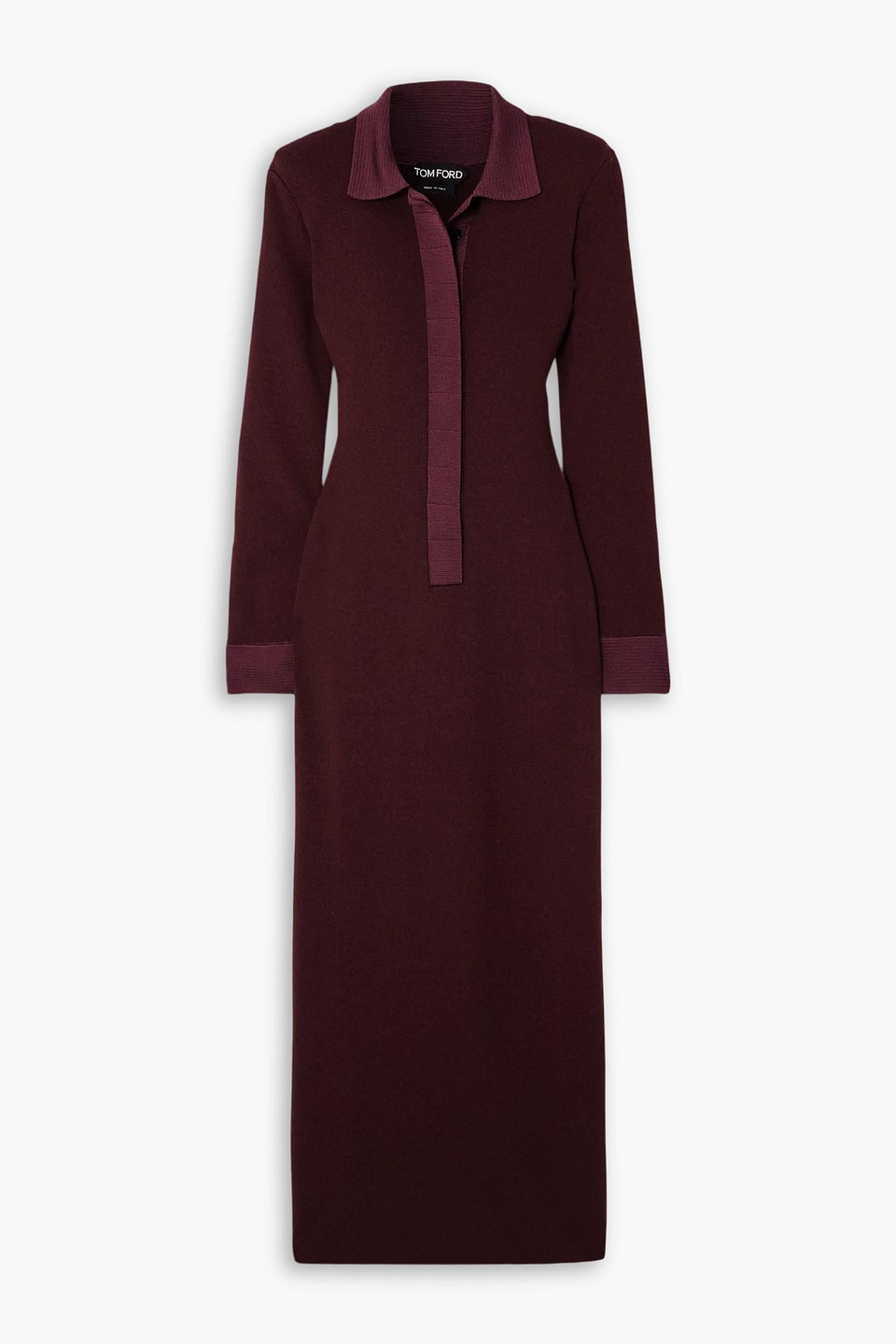 Tom Ford Wool-blend Midi Dress In Burgundy