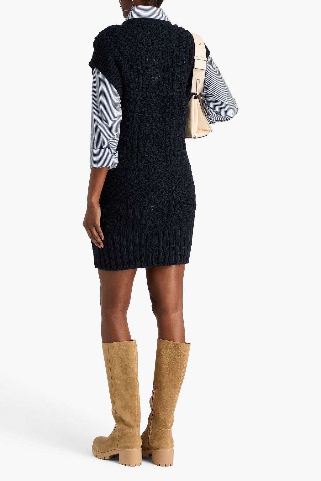 FRAME Pointelle-knit mini dress