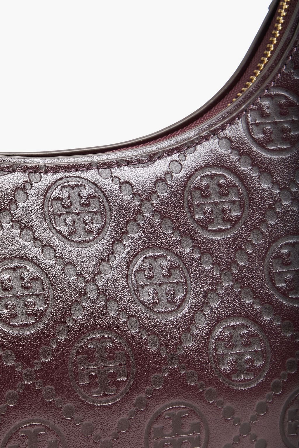 TORY BURCH حقيبة كتف من الجلد المنقوش بنقشة شعار العلامة بحرف T