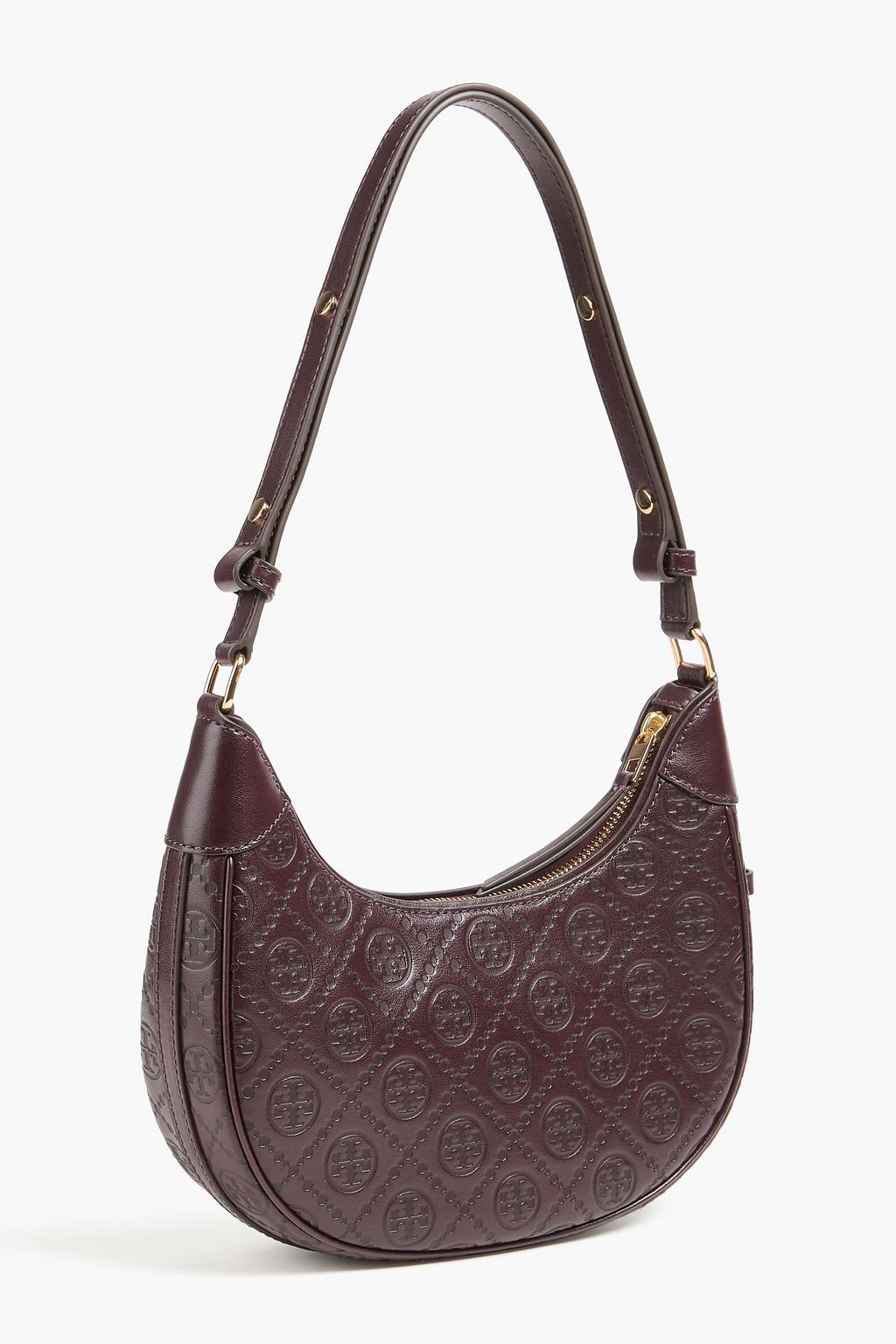 TORY BURCH حقيبة كتف من الجلد المنقوش بنقشة شعار العلامة بحرف T