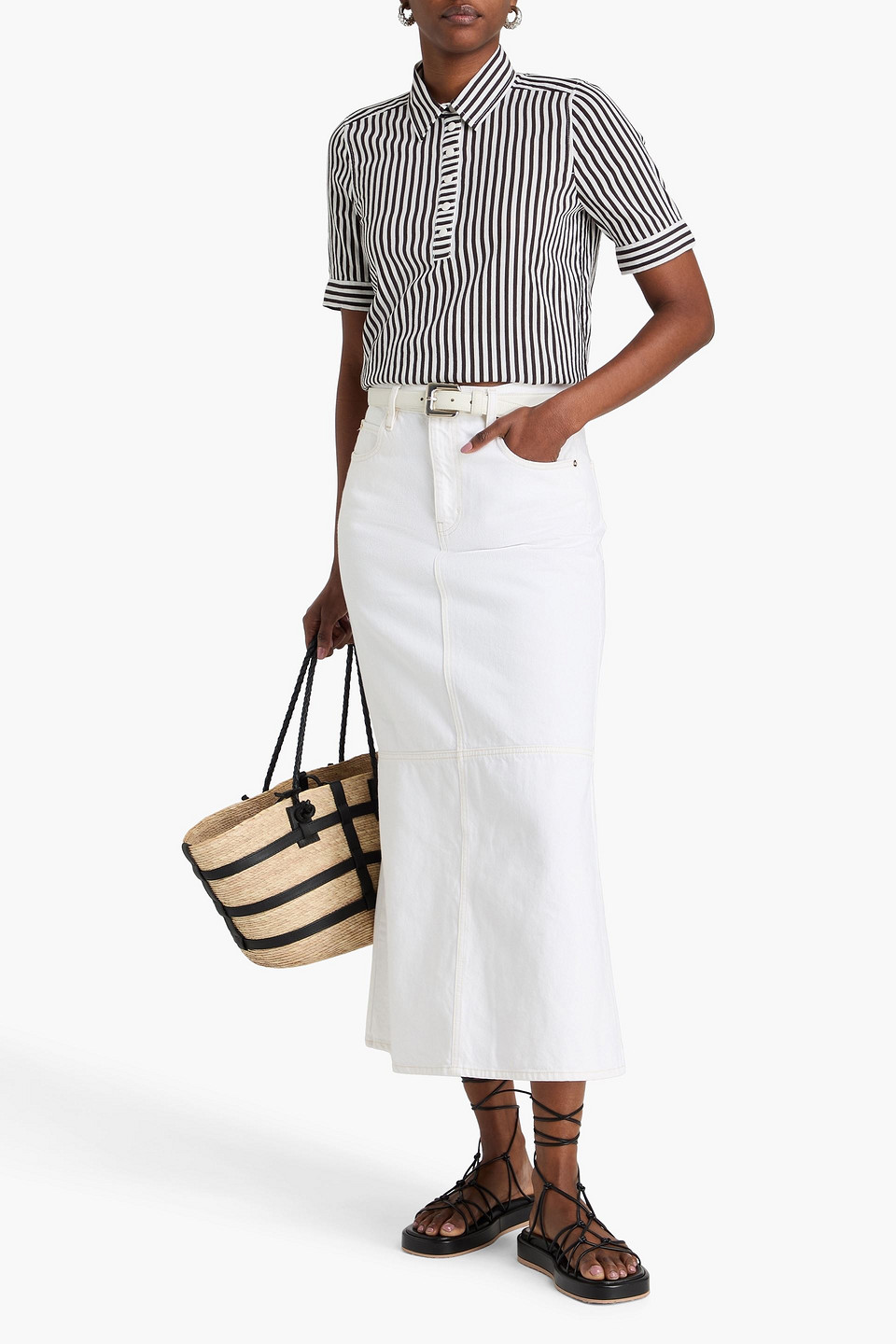  Frame - Denim Midi Skirt - White - 23 