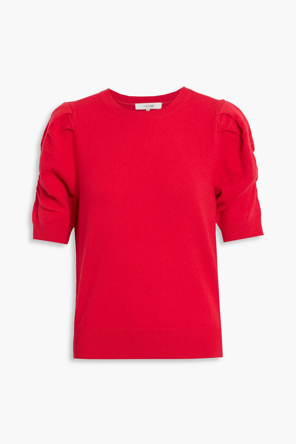 Frame Frankie Ruched Wool-blend Top In Red
