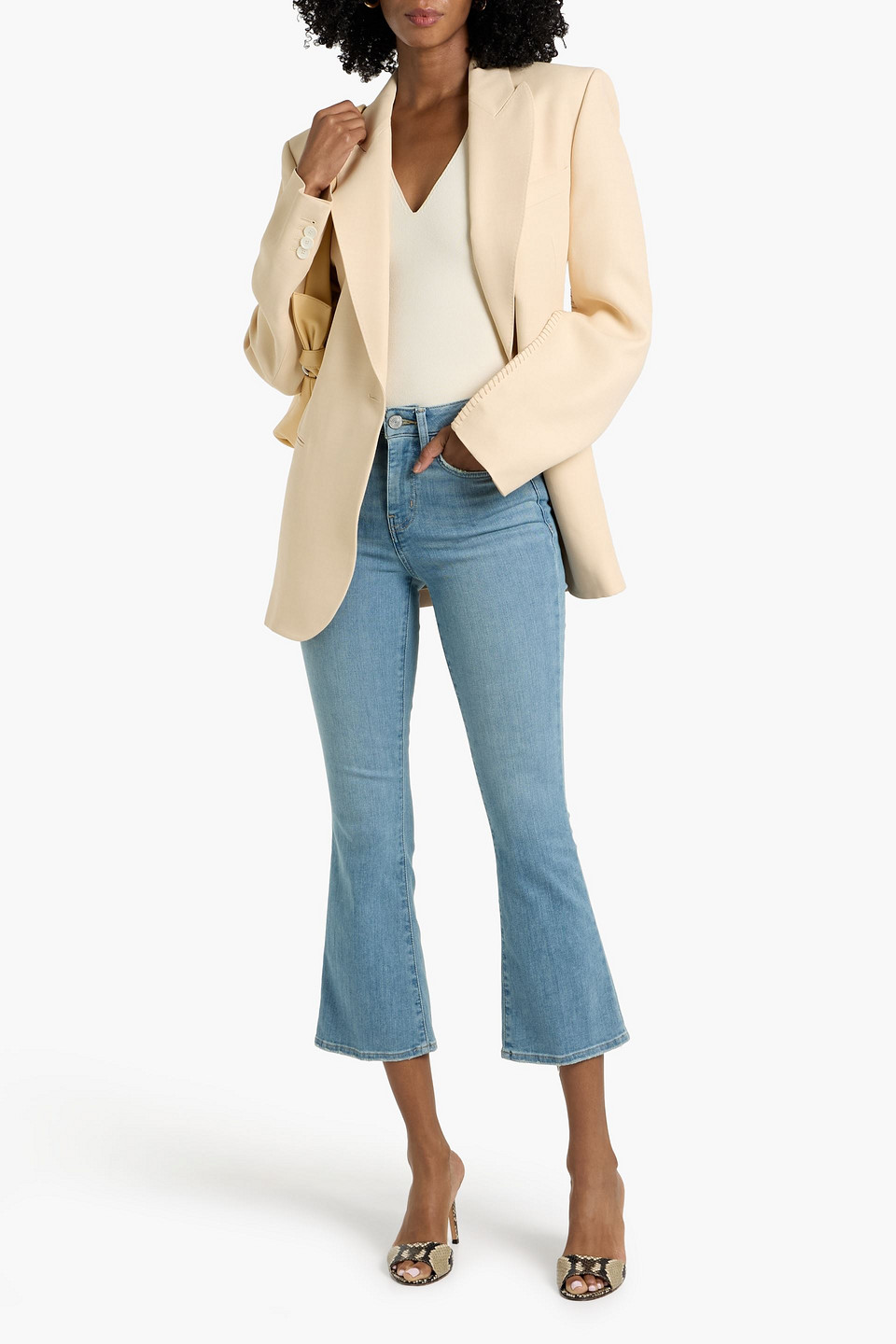 Frame Le Crop Mini Boot Mid-rise Bootleg Jeans In Blue