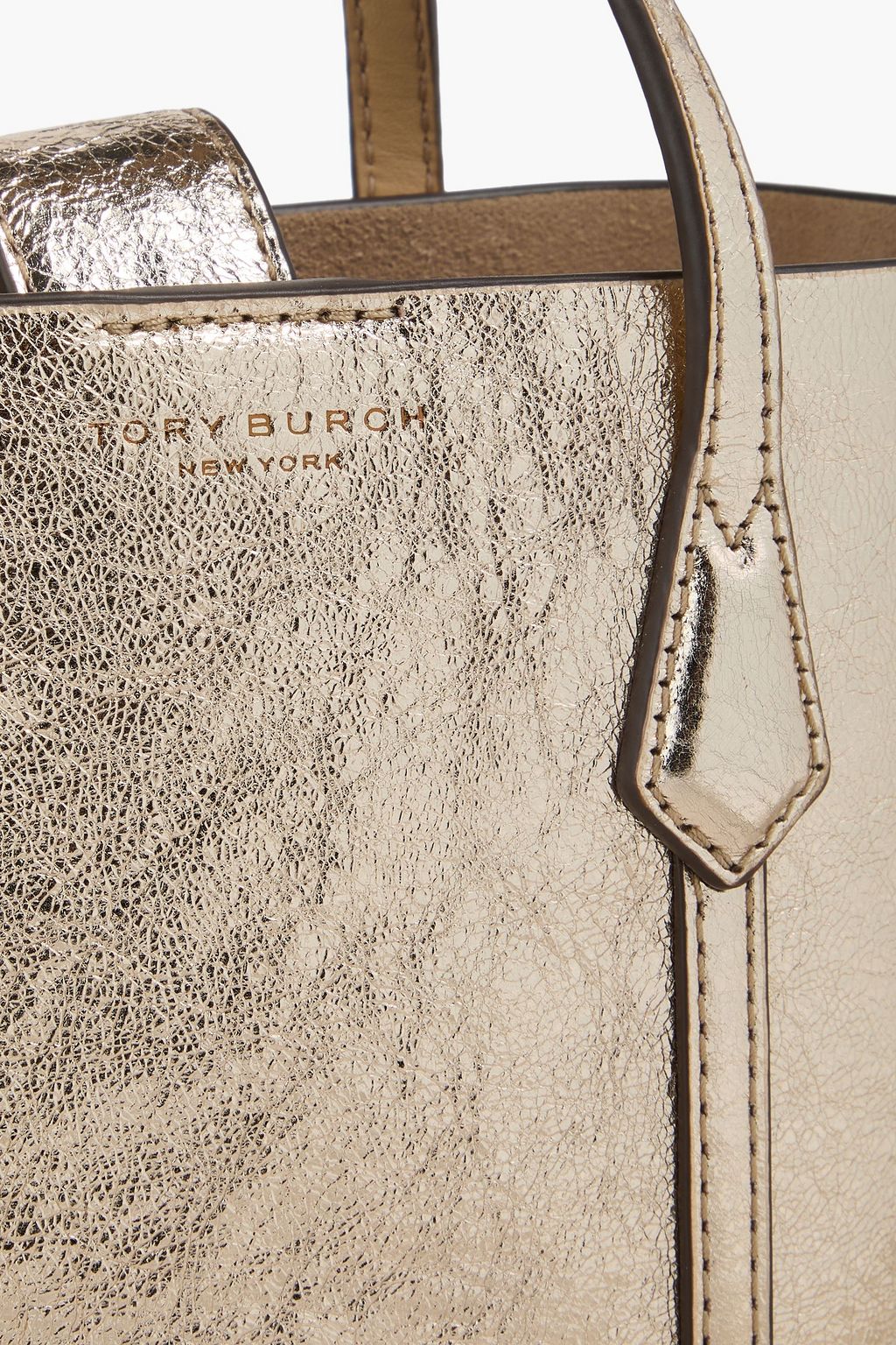 TORY BURCH Perry metallic leather tote