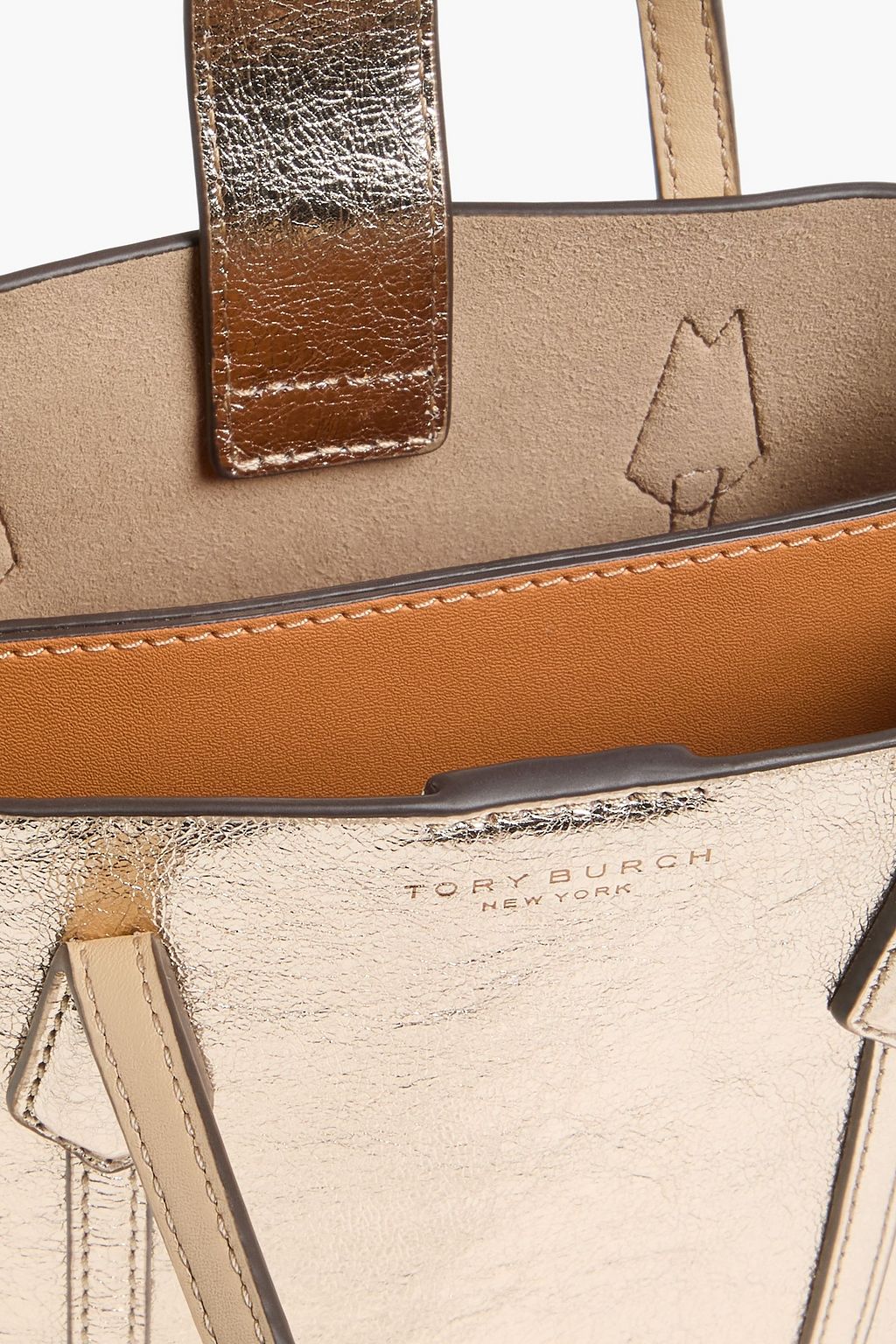 TORY BURCH Perry metallic leather tote