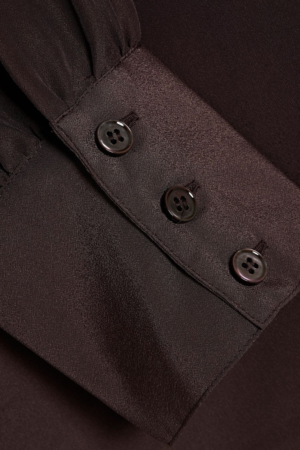 FRAME Gathered satin-crepe blouse