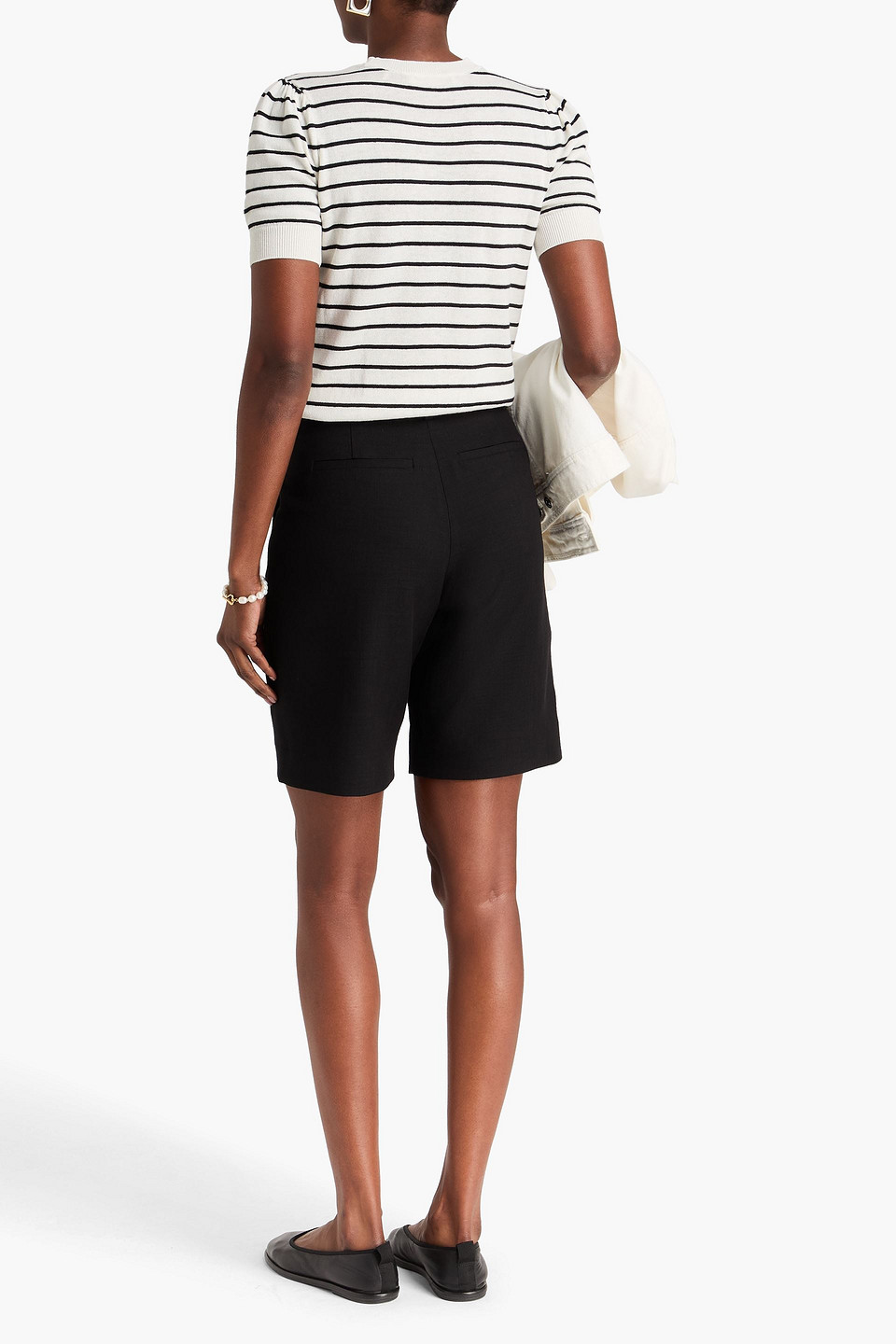  Frame - Striped Knitted Top - White - Xs 