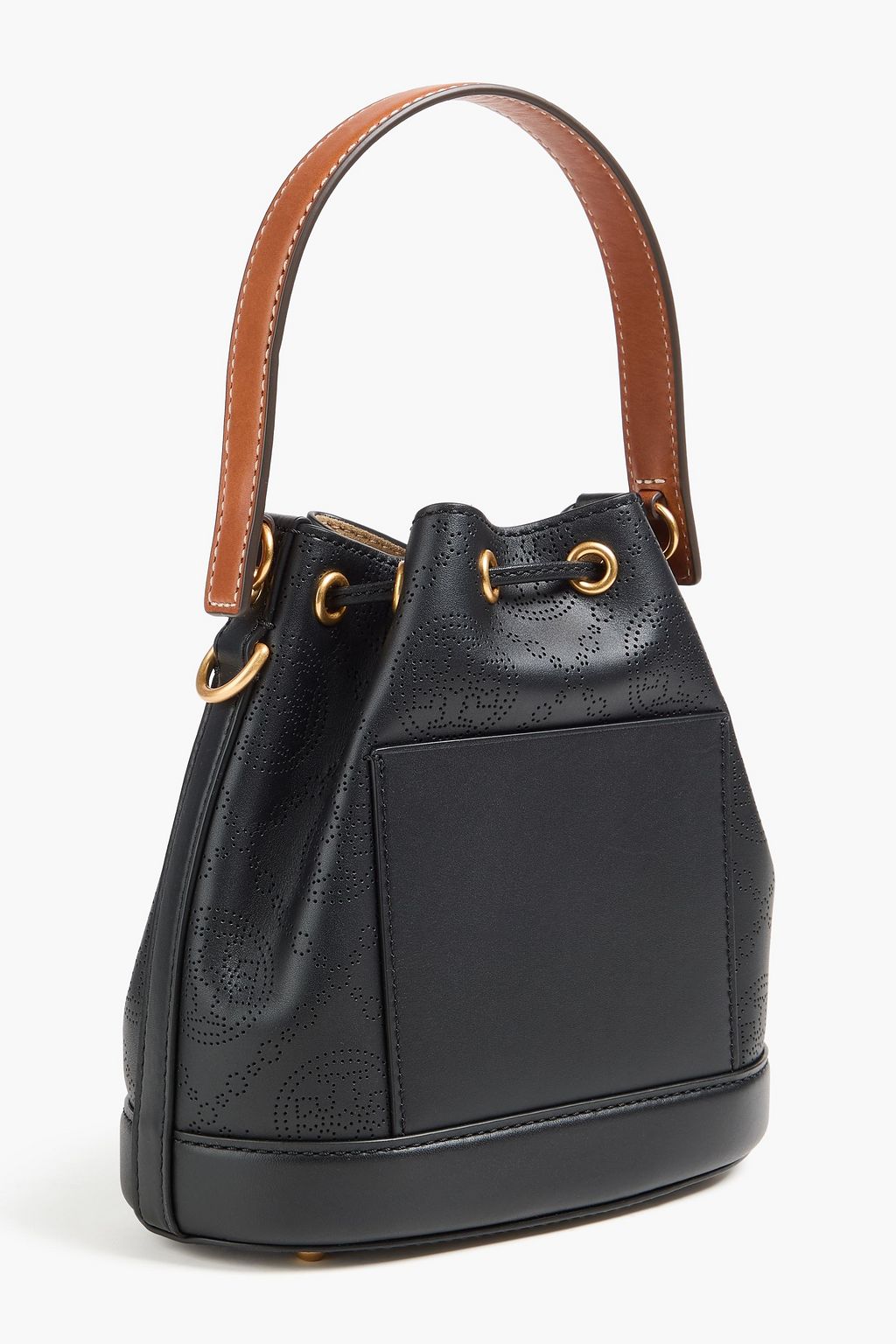 TORY BURCH حقيبة باكيت من الجلد بتصميم مخرّم بنقشة شعار العلامة على شكل حرف T