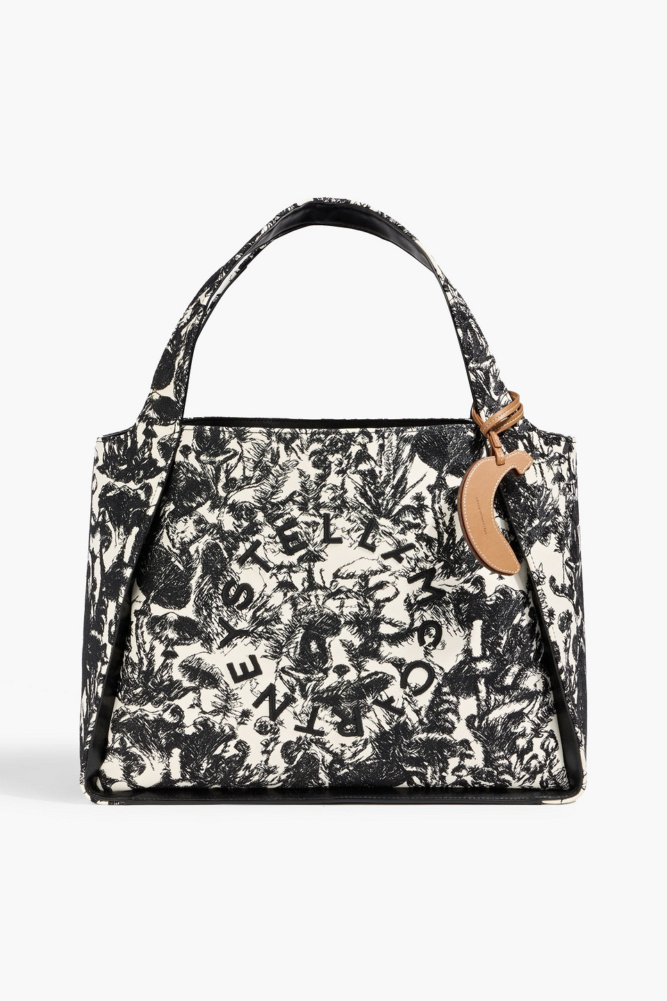 Stella Mccartney Embroidered Canvas Tote In Black