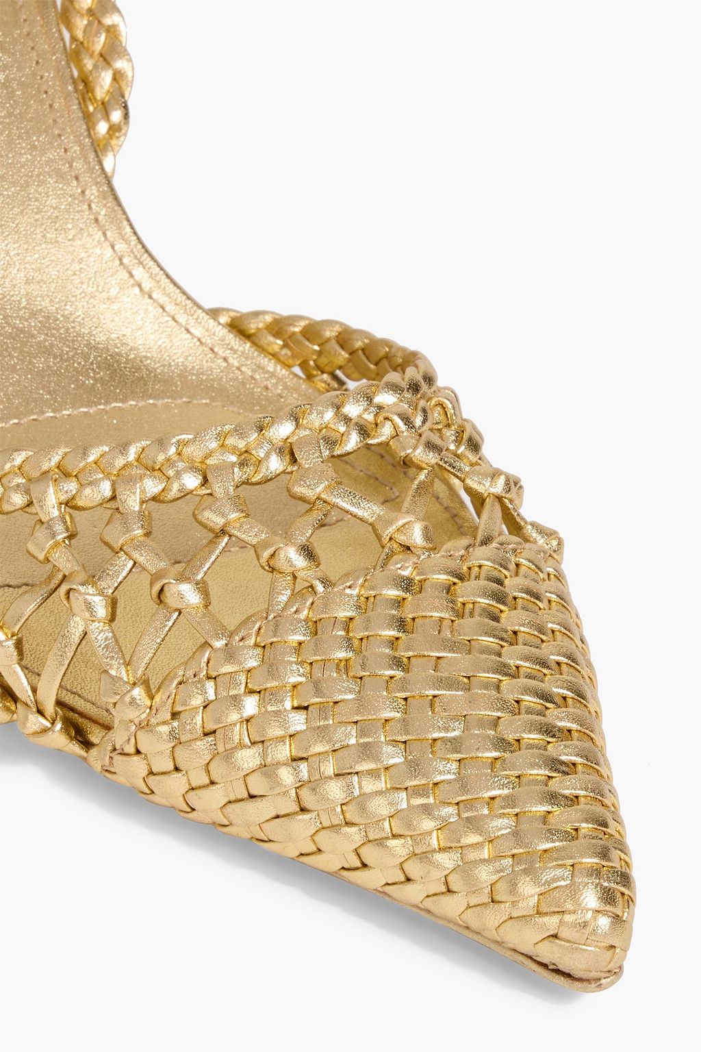 SIMKHAI Dylan woven metallic leather slingback pumps