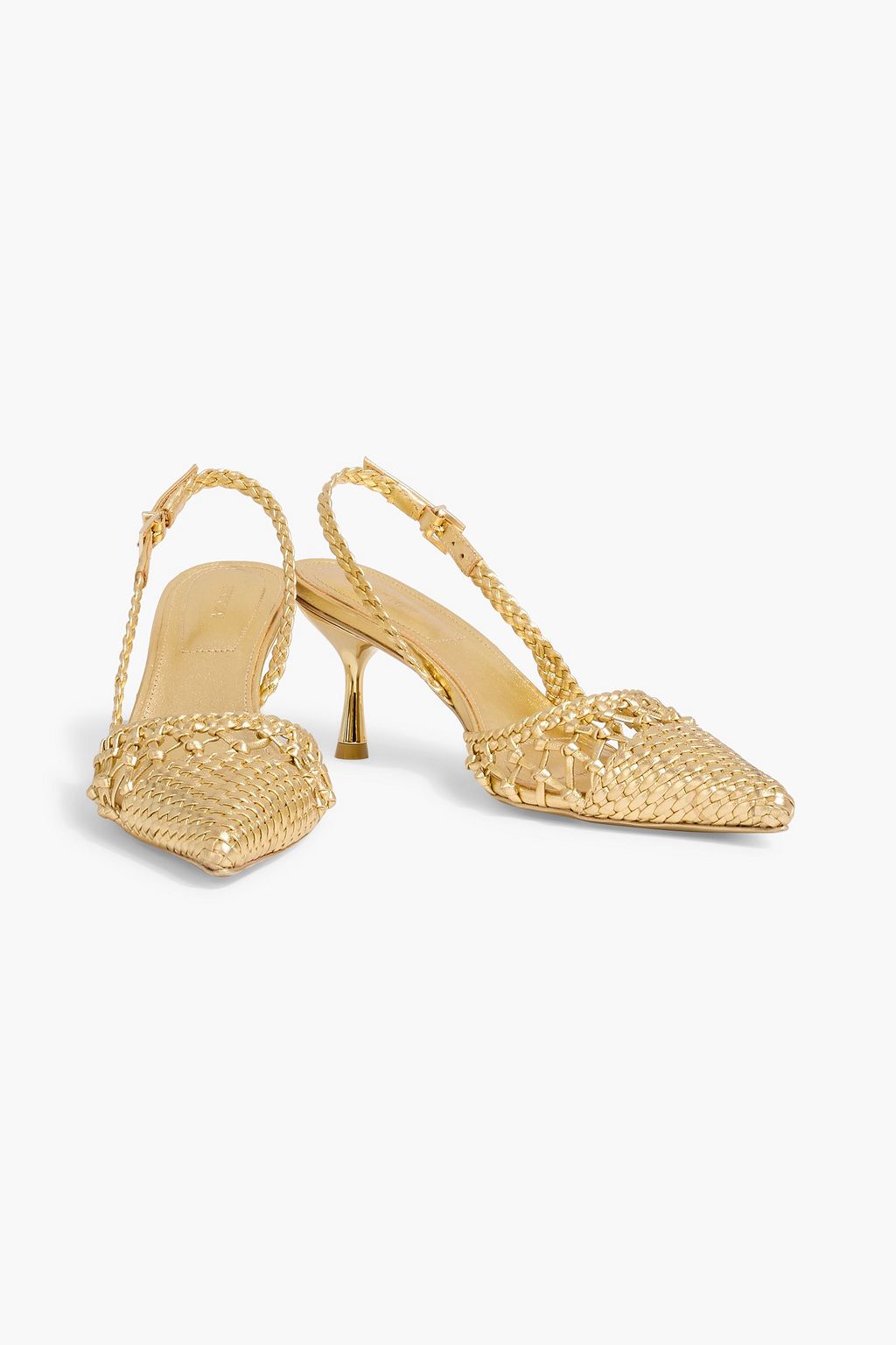 SIMKHAI Dylan woven metallic leather slingback pumps