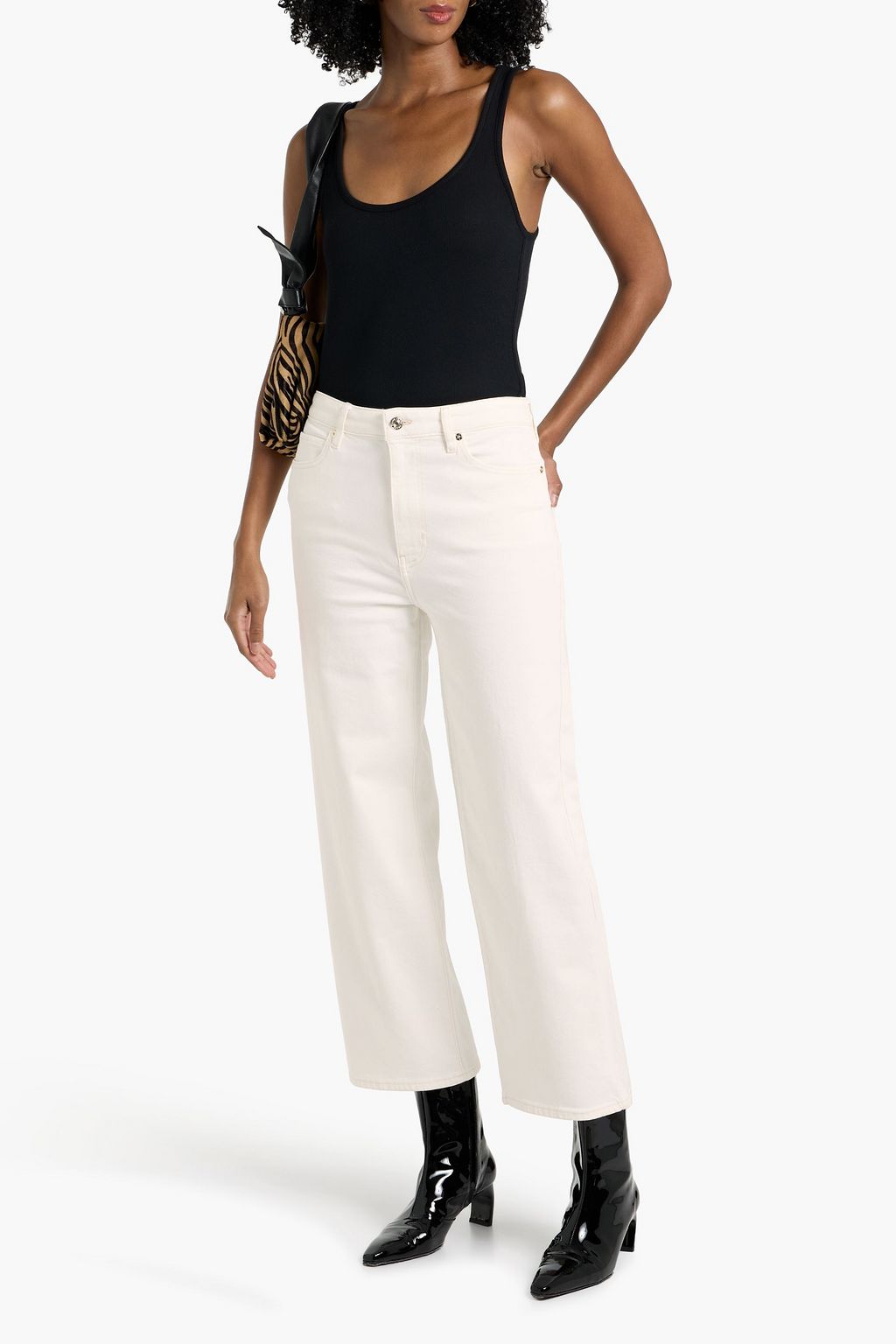 FRAME Cropped high-rise wide-leg jeans