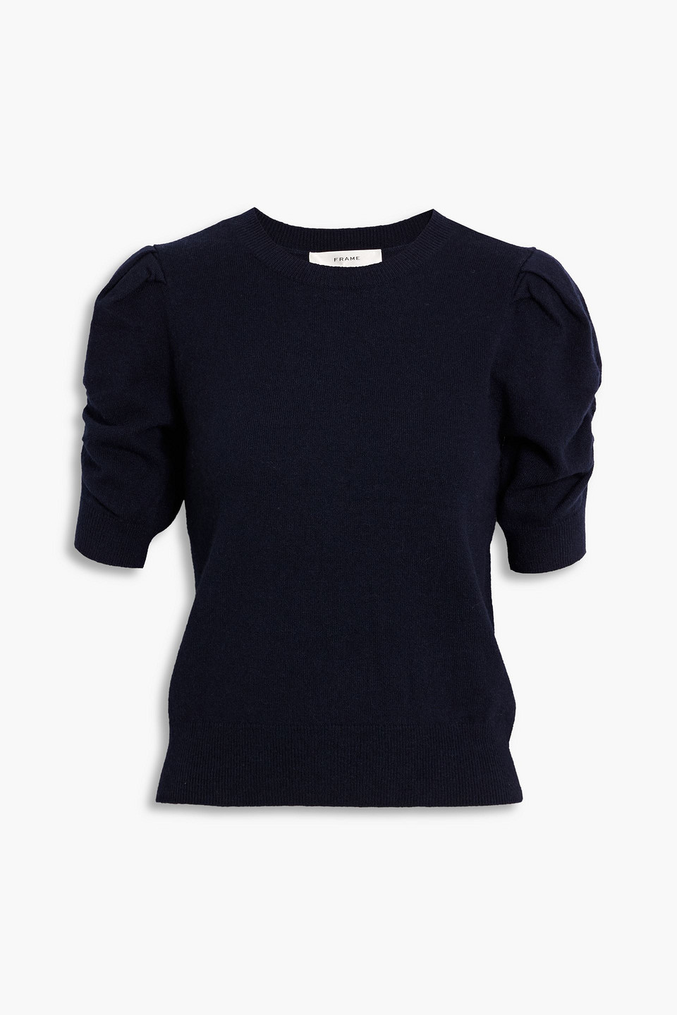Frame Frankie Ruched Wool-blend Top In Blue