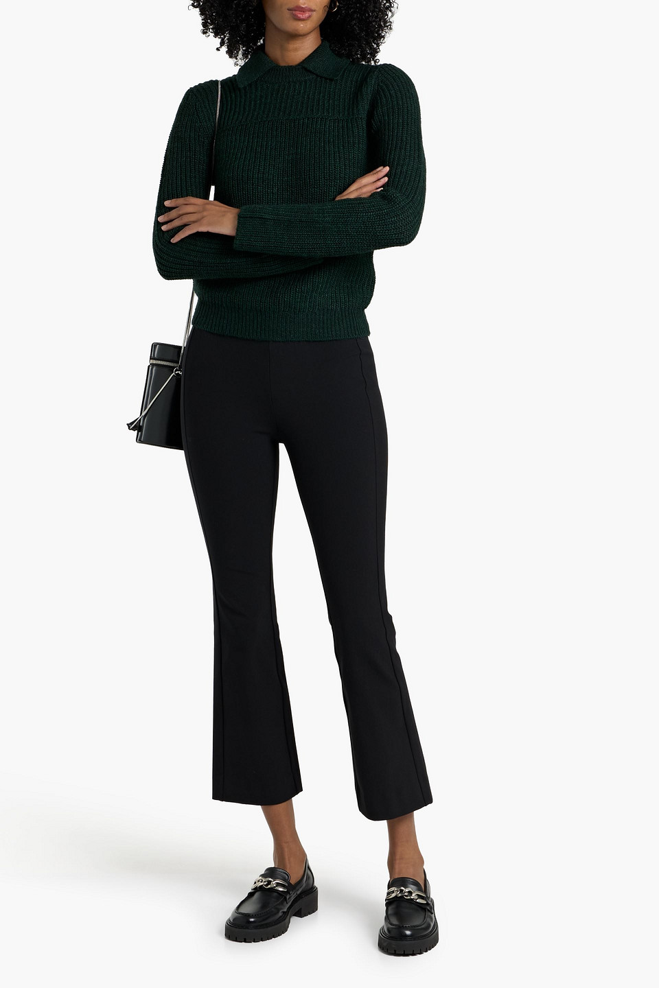 Rag & Bone Simone Cropped Stretch Cotton-blend Twill Bootcut Pants In Black