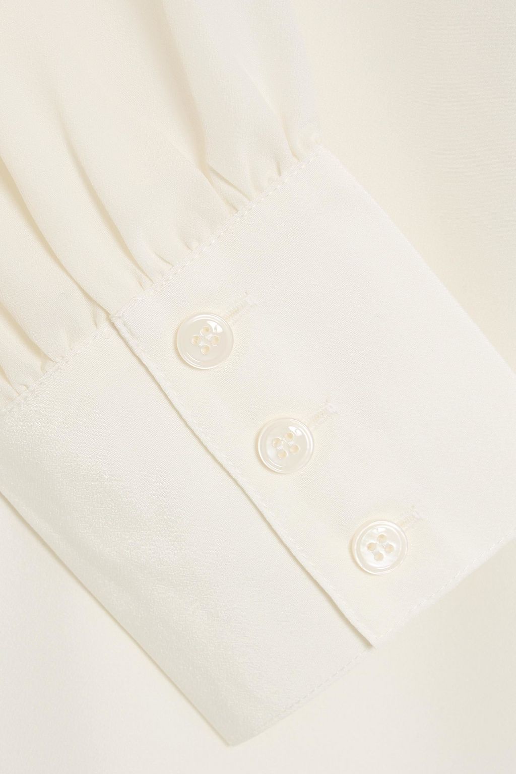 FRAME Gathered satin-crepe blouse