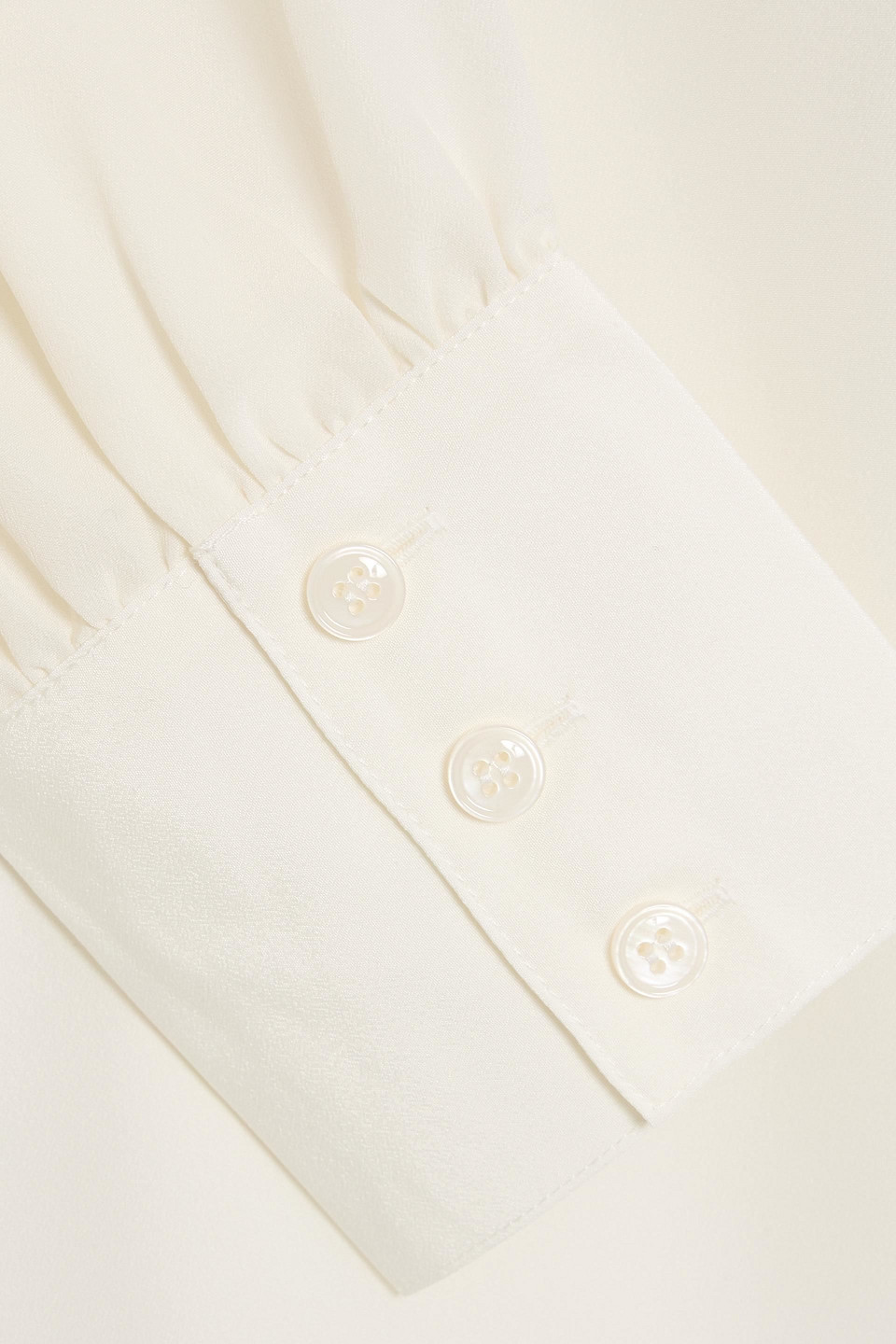 Frame Gathered Satin-crepe Blouse In Brown